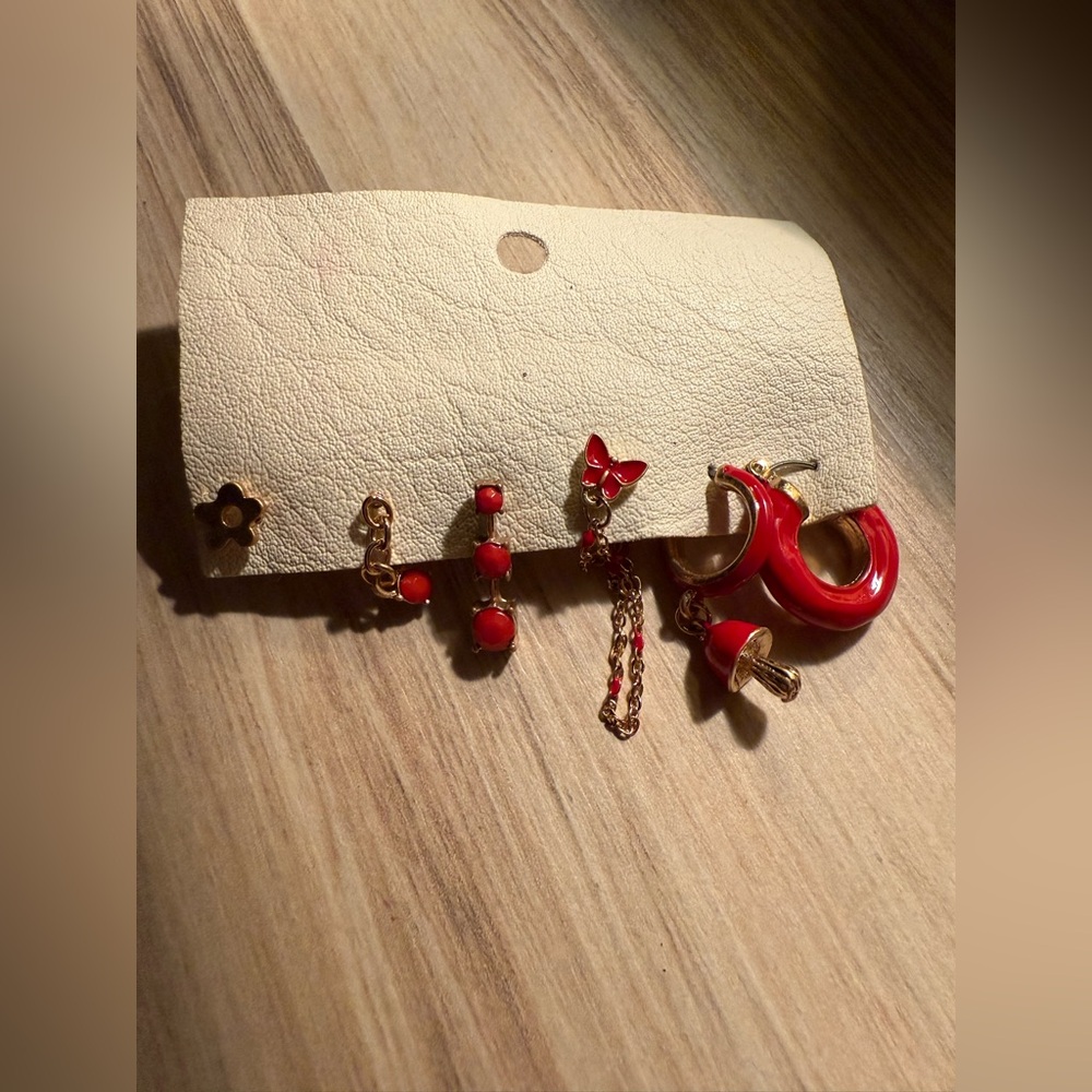 NWT Free People Earring Set Red